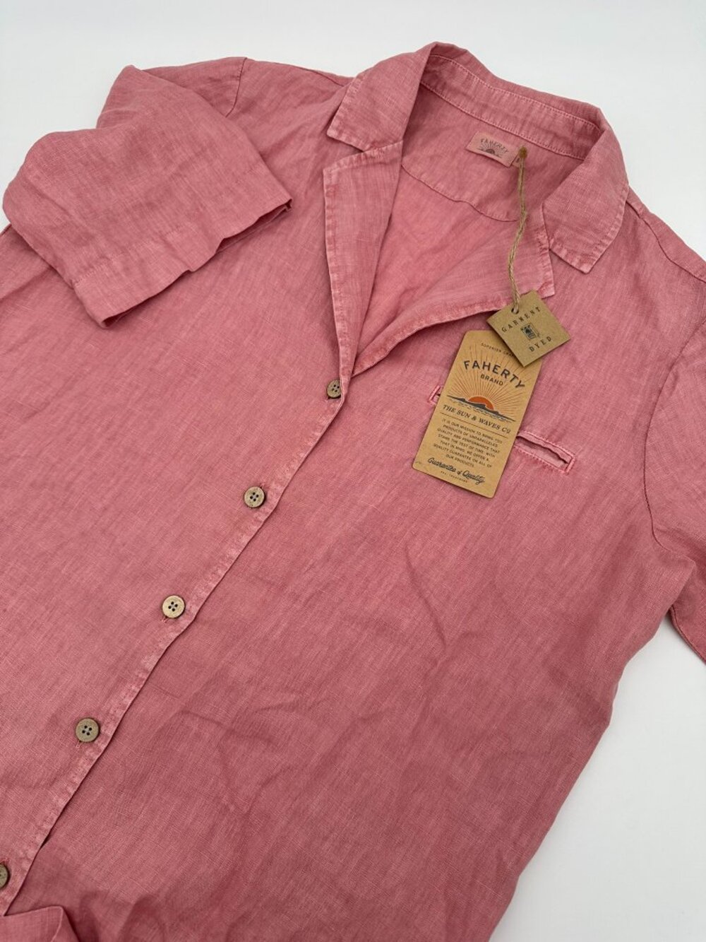 Faherty Women's Lightweight 100% Linen Paradise Point Shirtdress Size S Rose